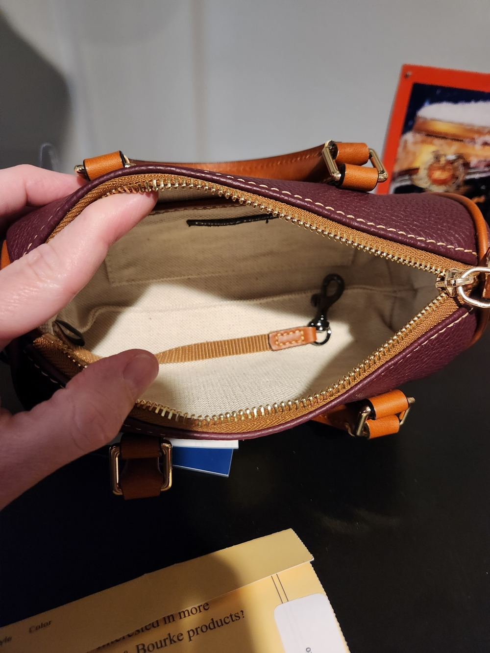 Dooney & Bourke Mini Barrel Crossbody Bordeaux Leather (R2628 BX) - Picture 8 of 10
